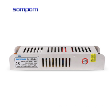 sompom Hot Sale Slim Type 120W 5A 220vac 24vdc switching power supply